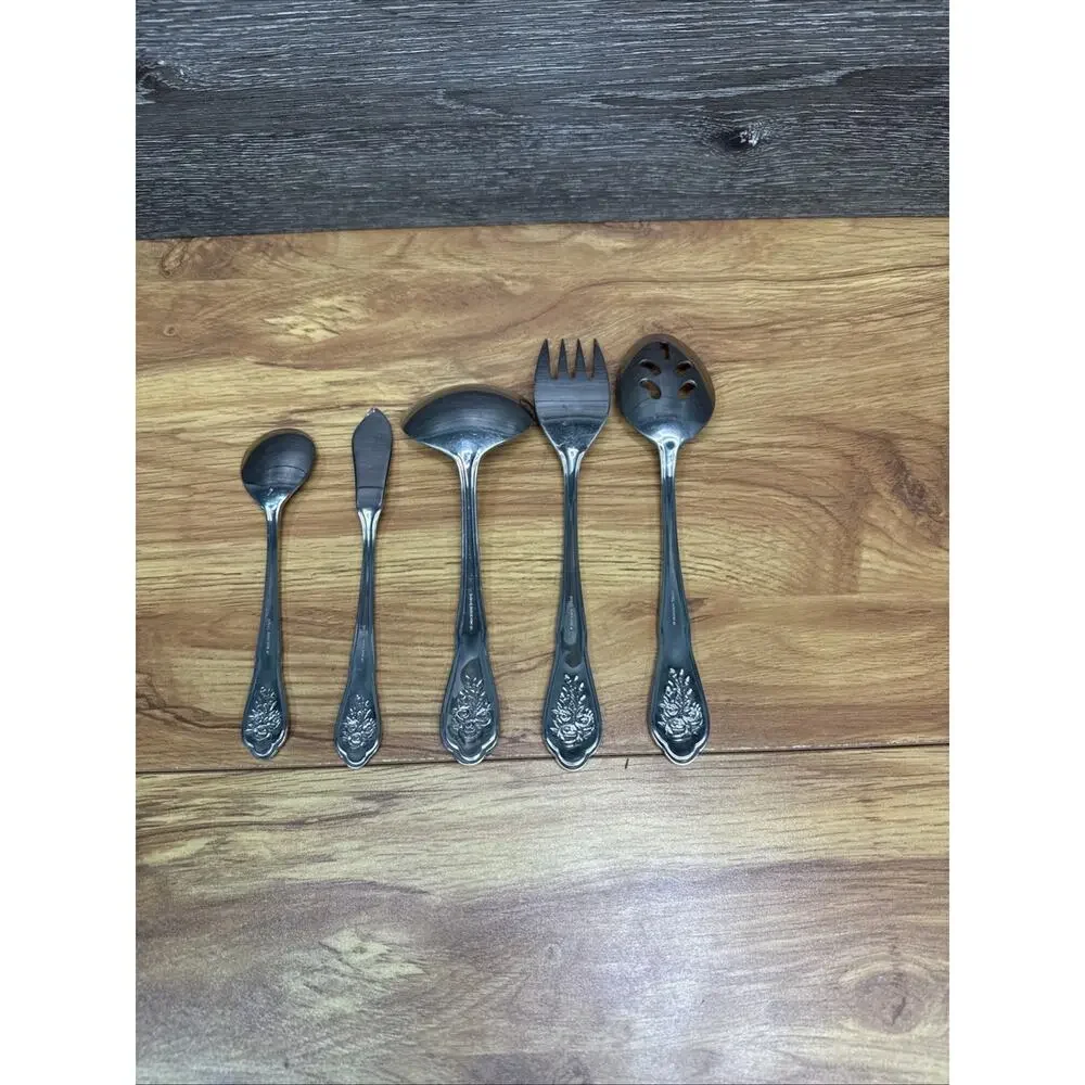 Royal Albert Old Country Roses 5-Pc Serving Set 18/10 Stainless Gold Accents